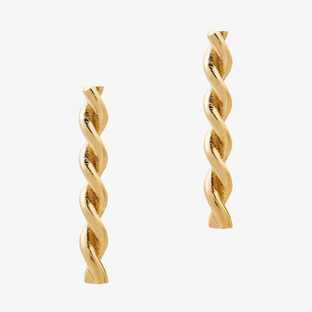 Braided Bar Earrings Gold