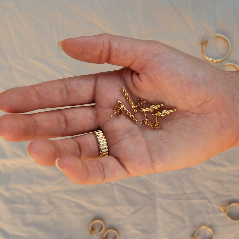 Braided Bar Earrings Gold