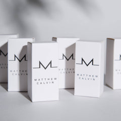 White branded matthew calvin carton boxes