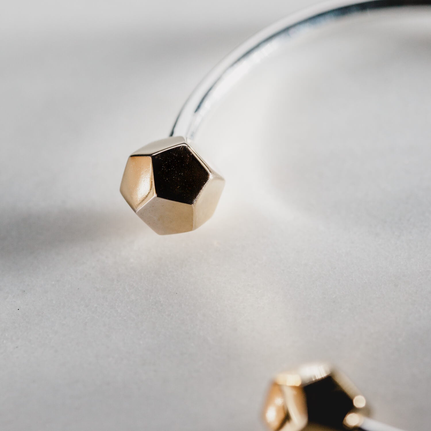 Double Dodecahedron Cuff Bangle Rose Gold