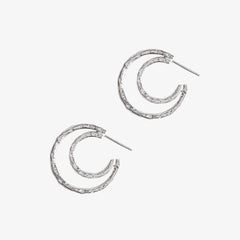 Double Meteorite Textured Hoops in silver by Matthew Calvin Jewellery