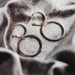 Double Ring Hoops Rose Gold