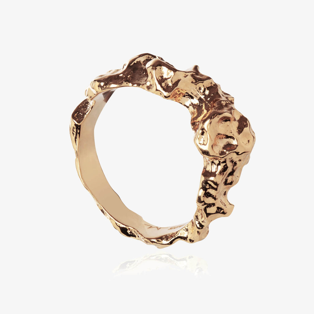 Meteor ring in rose gold with heavy detailing