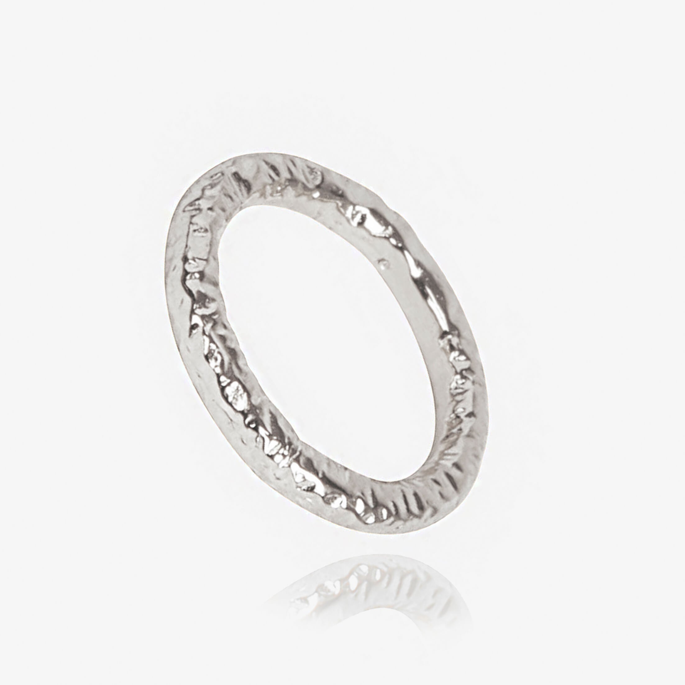 Silver textured meteorite ring by Matthew Calvin