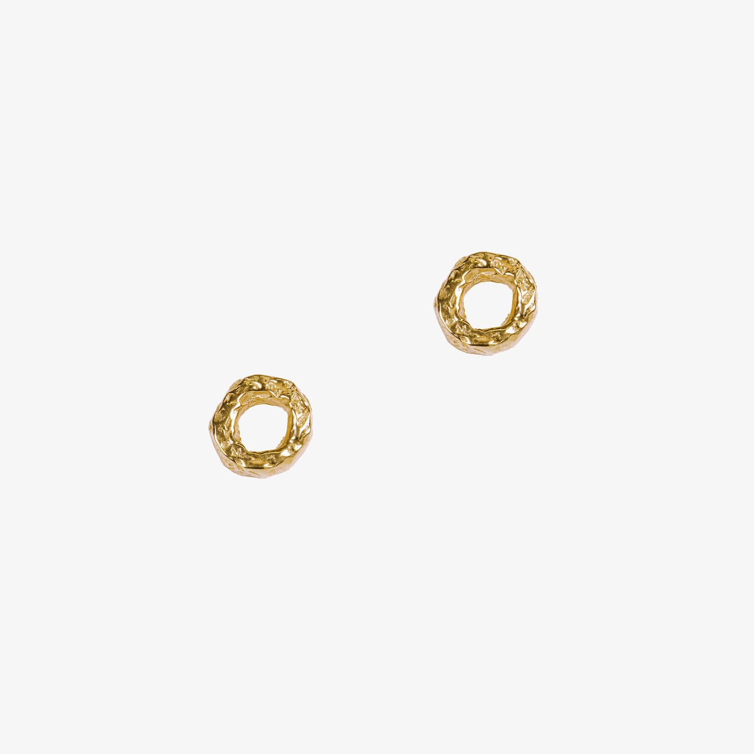 Gold round textured studs by Matthew Calvin Jewellery