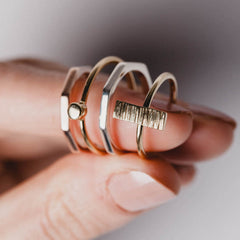 Octagon Bolt Ring Silver