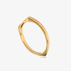 Gold geometric ring with a point at the bottom