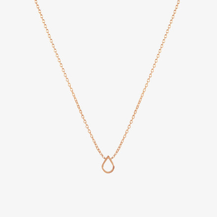 A rose gold Classic Teardrop Necklace on a white background
