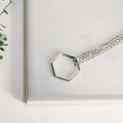 Double Chain Hexagon Necklace Silver