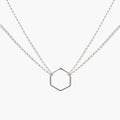 Double Chain Hexagon Necklace Silver