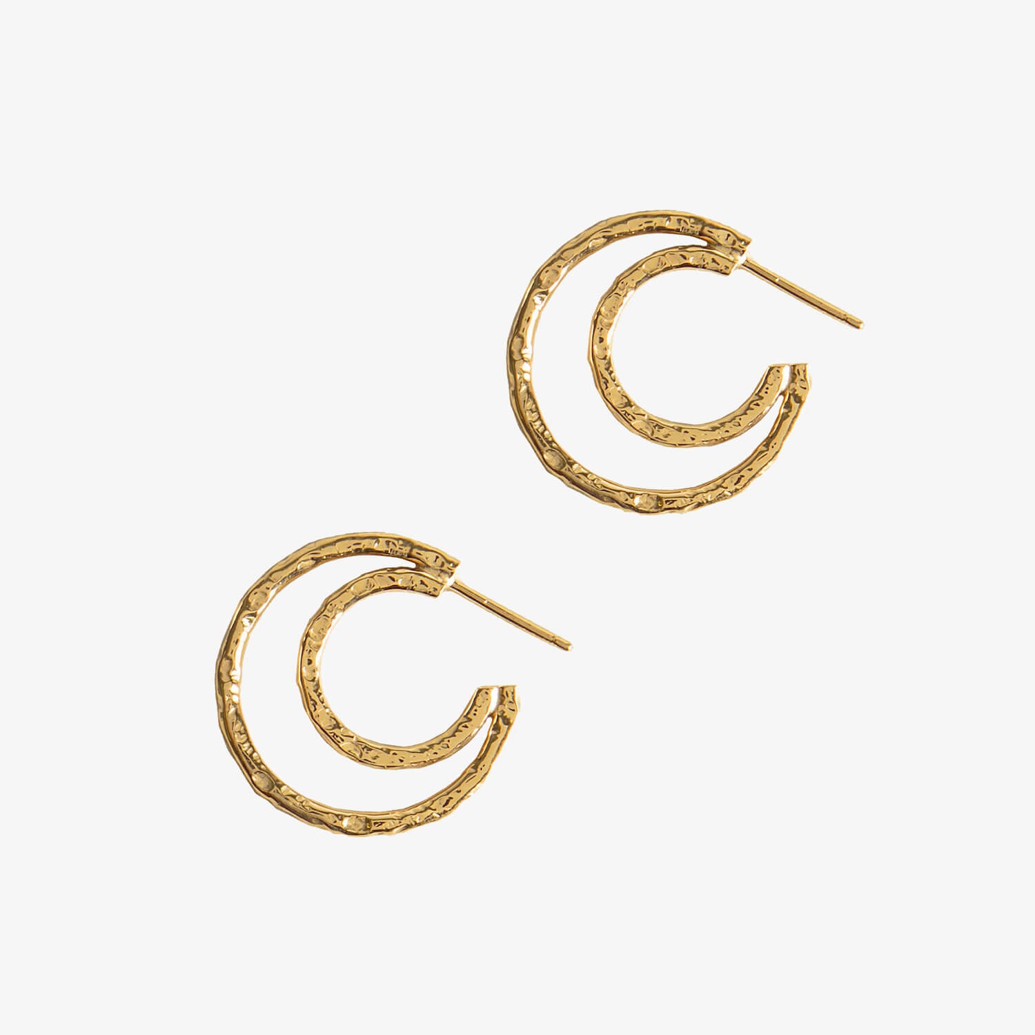 Gold Double Meteorite Textured Hoops by Matthew Calvin Jewellery