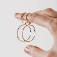 Double Ring Hoops Rose Gold