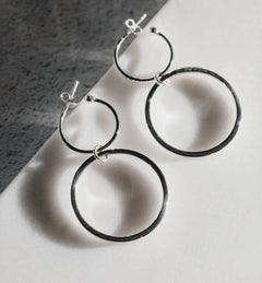 Double Ring Hoops Silver