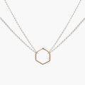 Double Chain Hexagon Necklace Rose Gold