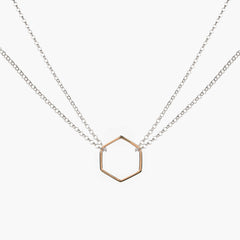 Double Chain Hexagon Necklace Rose Gold