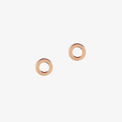 rose gold loop circle stud earrings by matthew calvin on a white background
