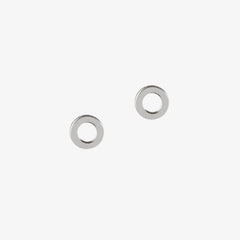 silver loop circle stud earrings by matthew calvin on a white background