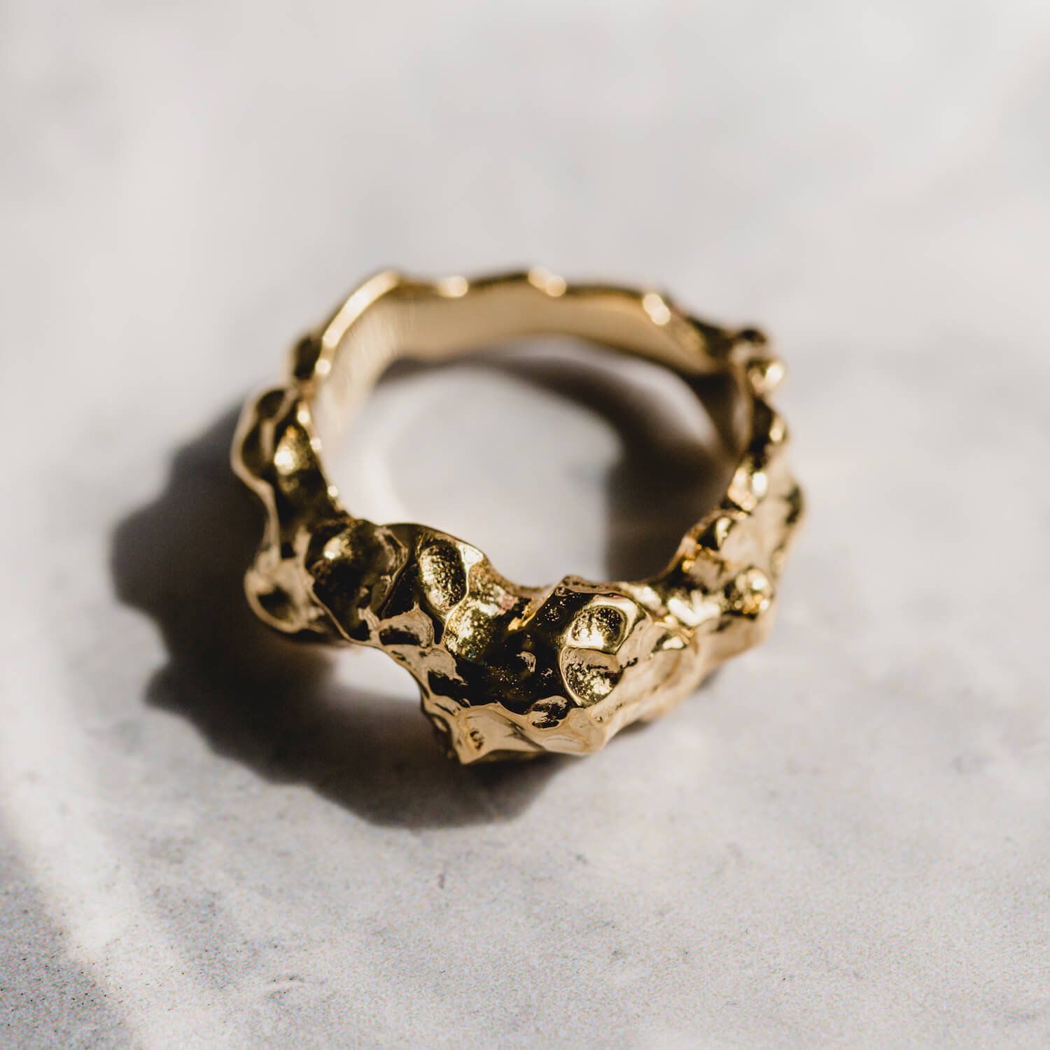 Close up of heavily textured ring