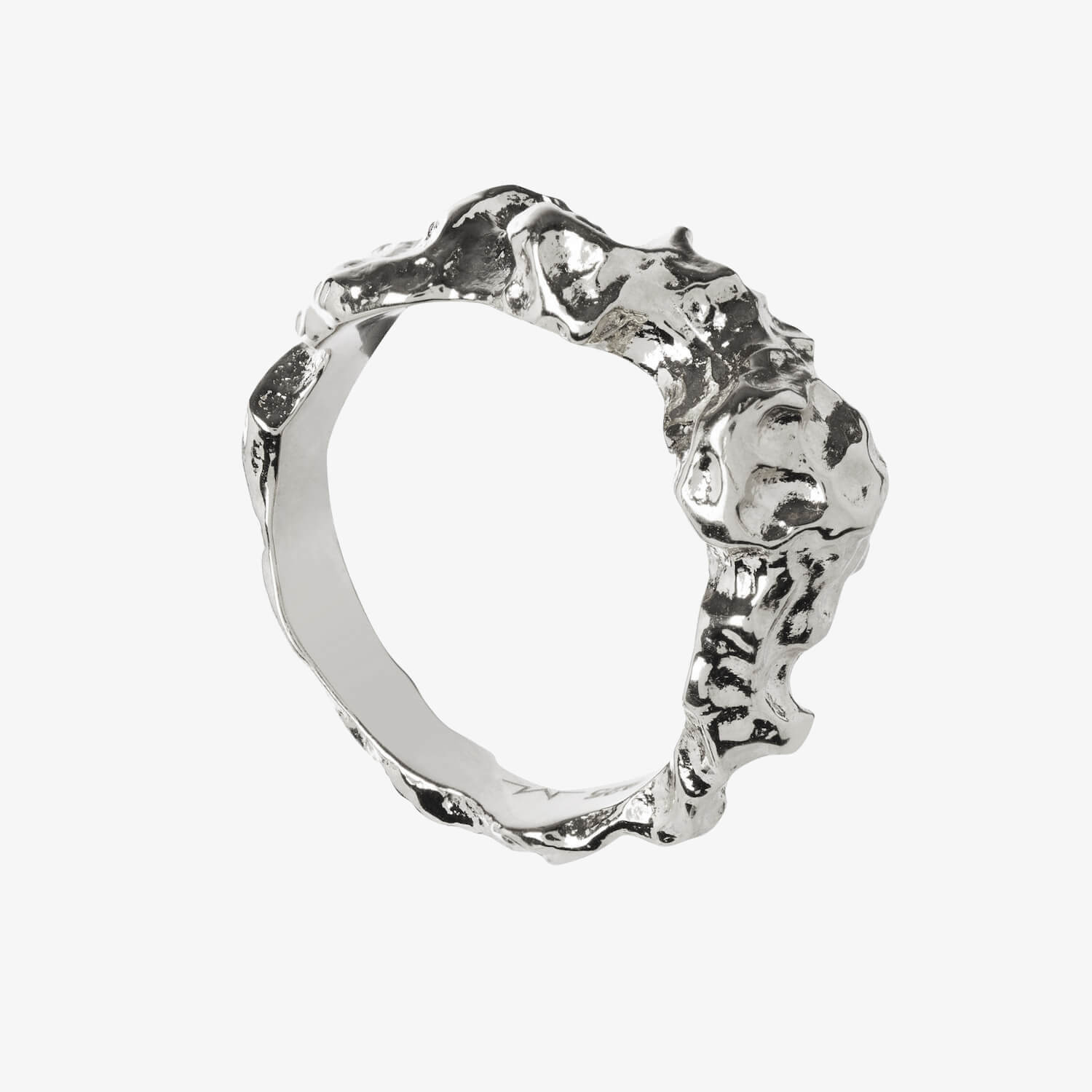 Sterling silver ring with heavy detailed textures