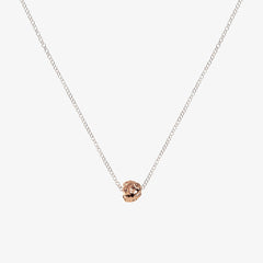 Rose gold large meteorite style textured charm on silver chain