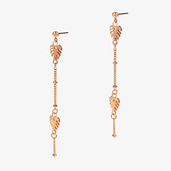 Monstera Leaf Charm Earrings Rose Gold