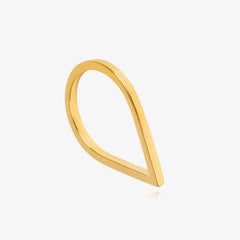 Gold point shaped ring on a white background