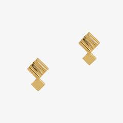 Double geometric studs with textured detailing in gold