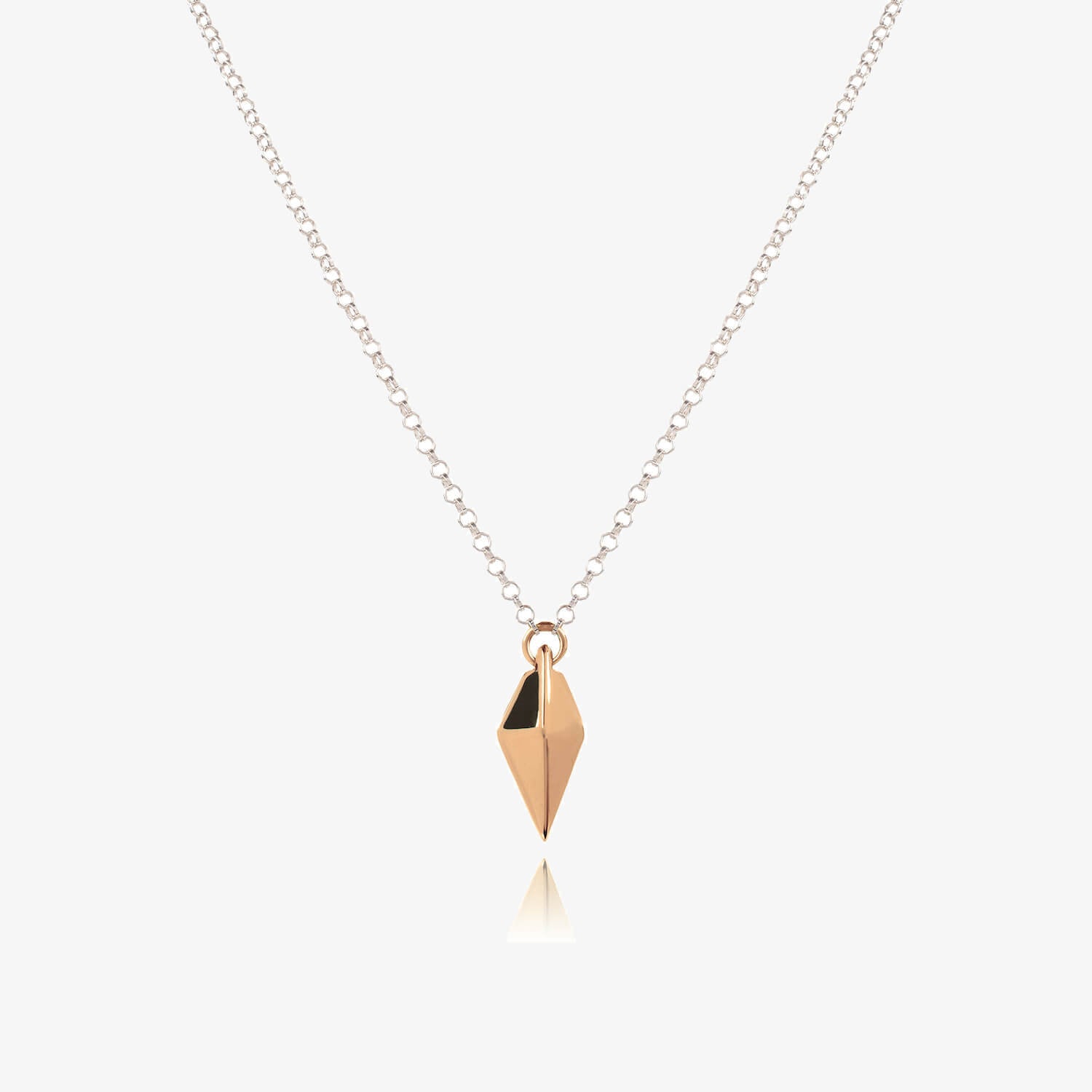 Silver chain with a rose gold kite shaped charm