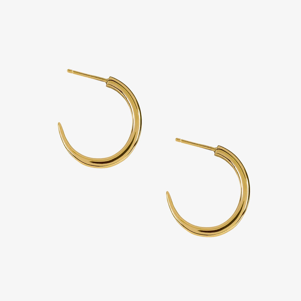 Large gold hoops tapering to a point at the end