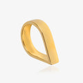 Wide gold ring which tapers to a point