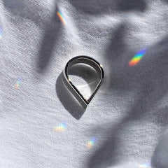 Close up of Wide Point Ring in silver